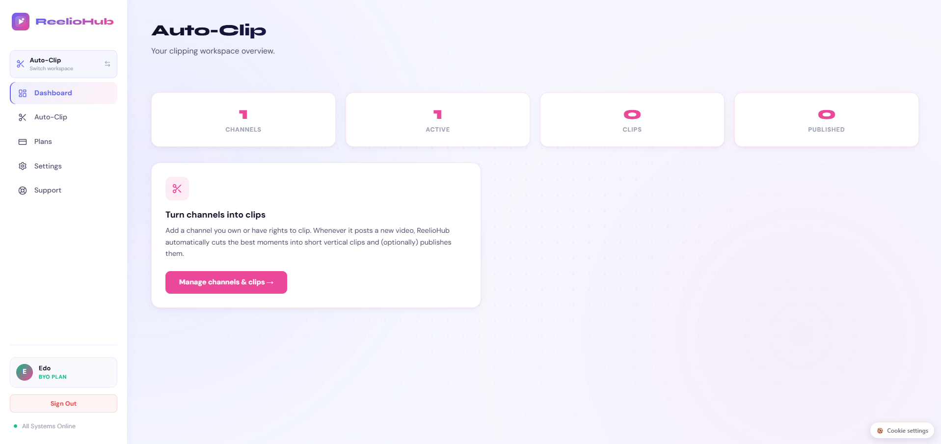 AI Reel Studio generated reels and publishing view