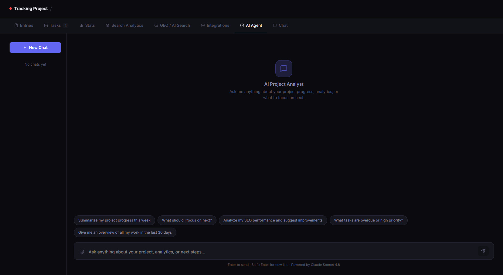 AI chat support inside the dashboard