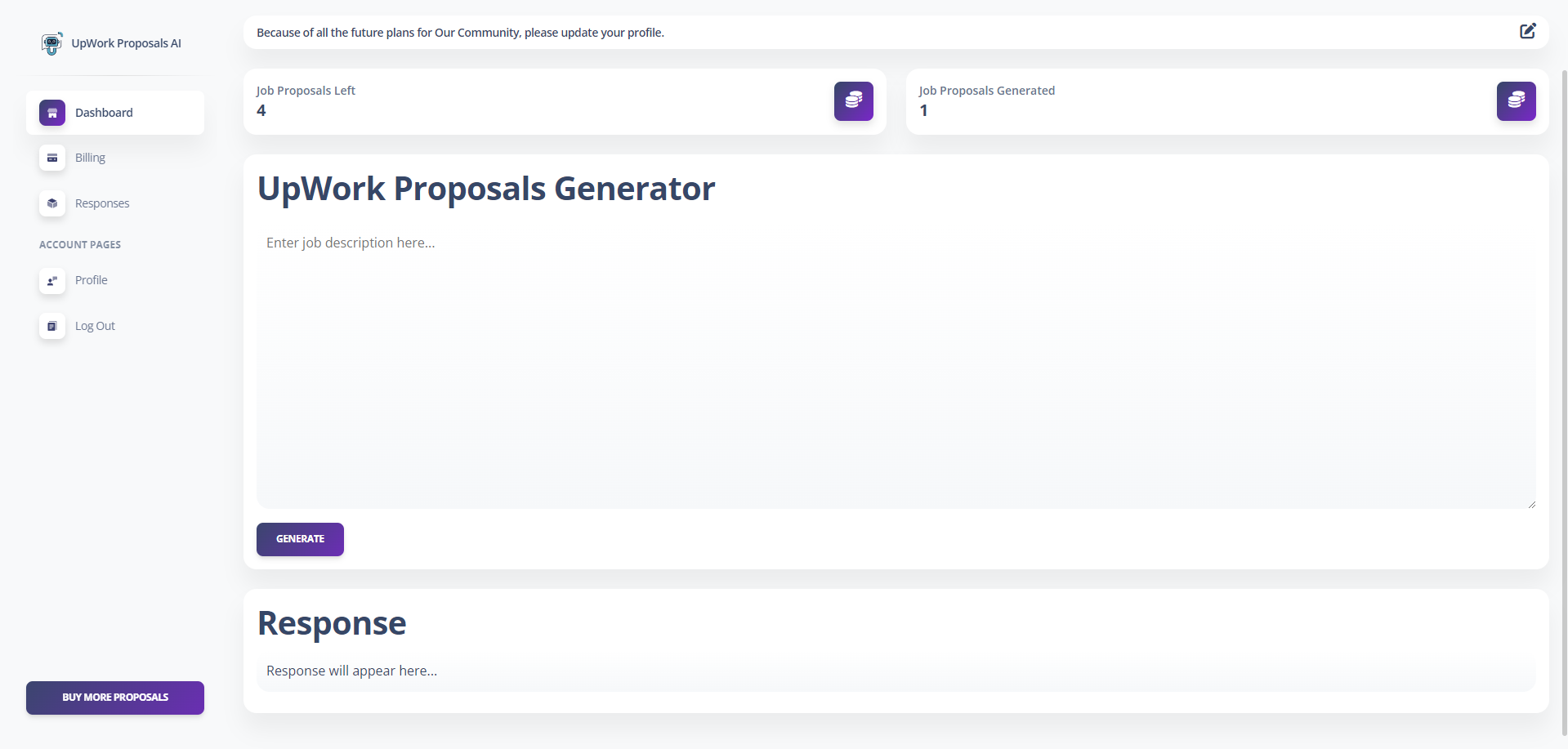 Proposals AI job description input screen